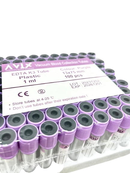 Tubo con Anticoagulante EDTA 1 ml - 100 unidades