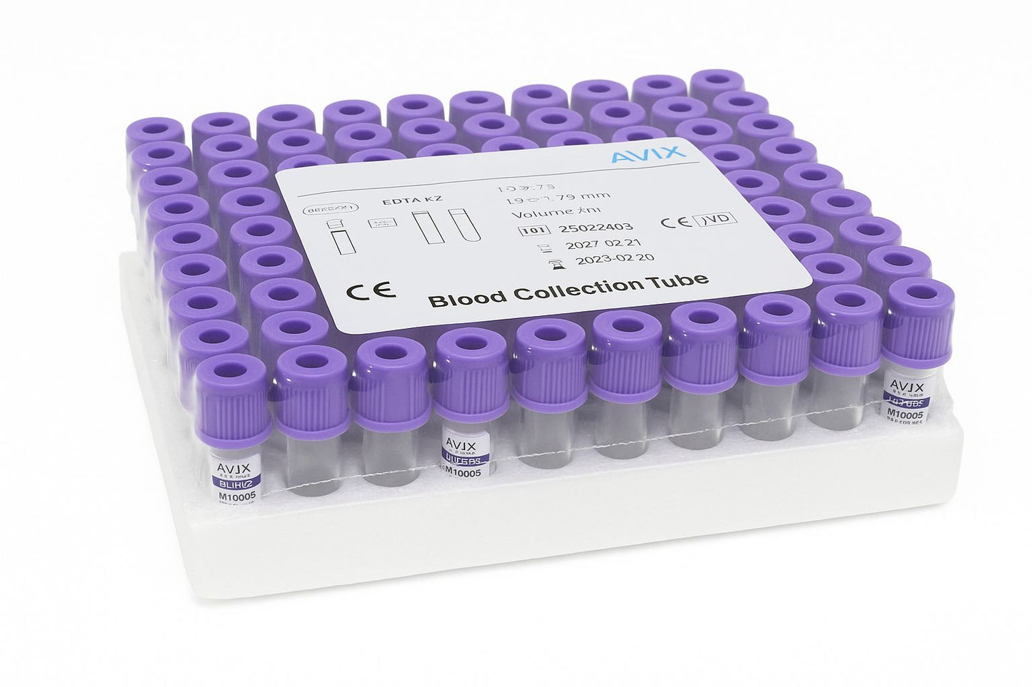 Tubo con anticoagulante ETDA 0,5 mL, Caja 1200 unidades