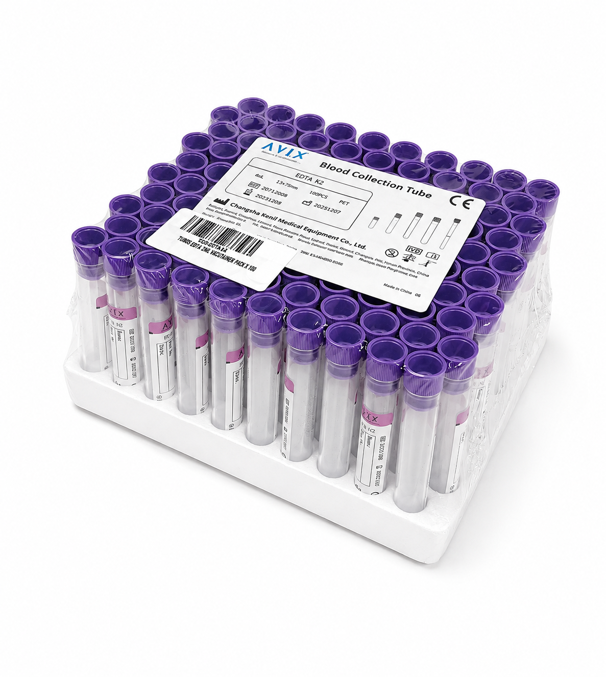 Tubo con anticoagulante EDTA 4 mL - Caja 1200 unidades
